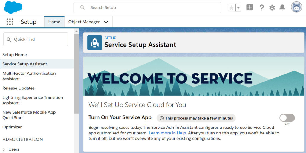 Service Cloud Winter'21 - Start Service Setup Assistant