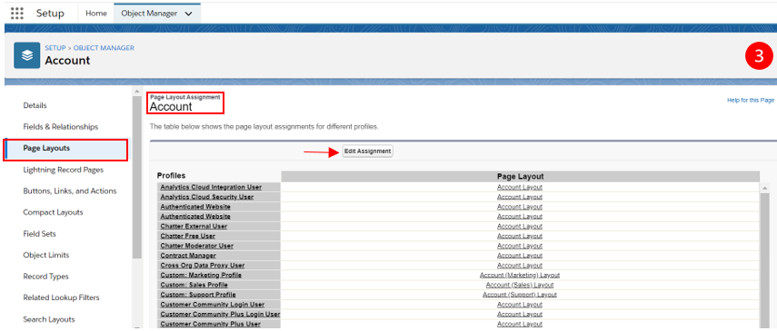 Create and Define Page Layouts Assignment per Object and Record Type for each Users’ Profile - 3