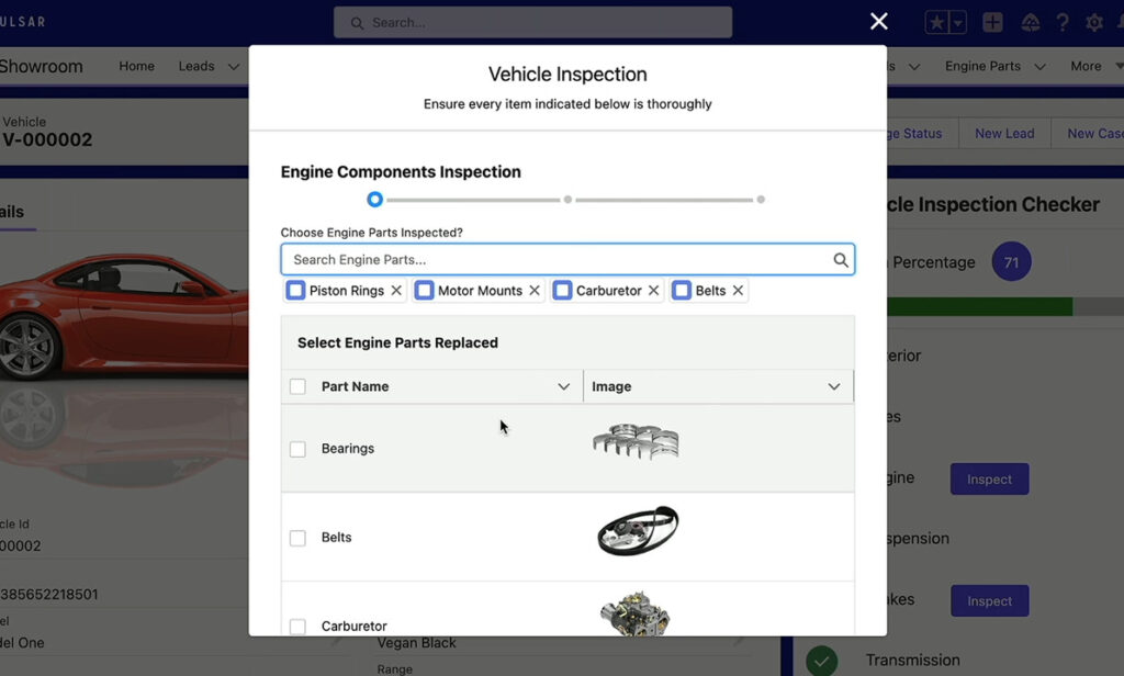 The improved Lookup flow screen component can be seen in the the modal, as well as the new (beta) data table