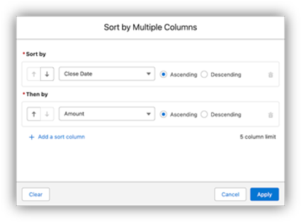 Sort list views and related lists by multiple columns