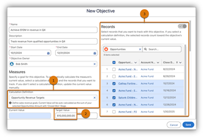 Track progress toward sales account plan objectives more easily